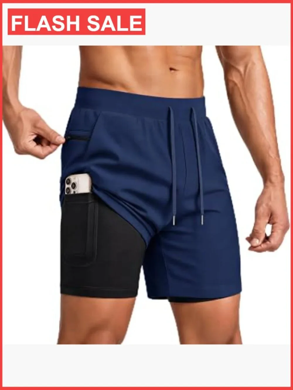 7-Inch Swim Trunks with Zip Pockets Quick-Dry Mesh Lining
